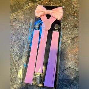 NWT Men’s Pink Bow tie and suspenders set